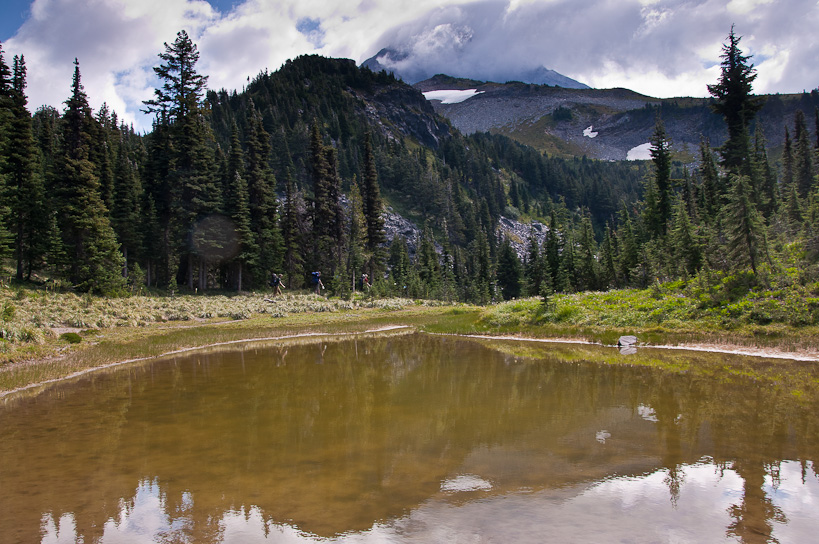 Hikers on McNeil Point Trail on Mount Hood