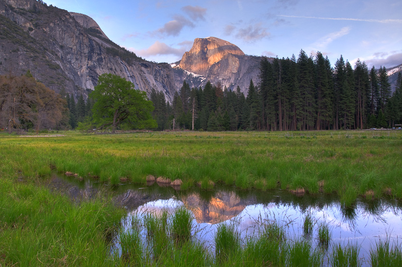 Sunset on Half Dome from Cook Meadow